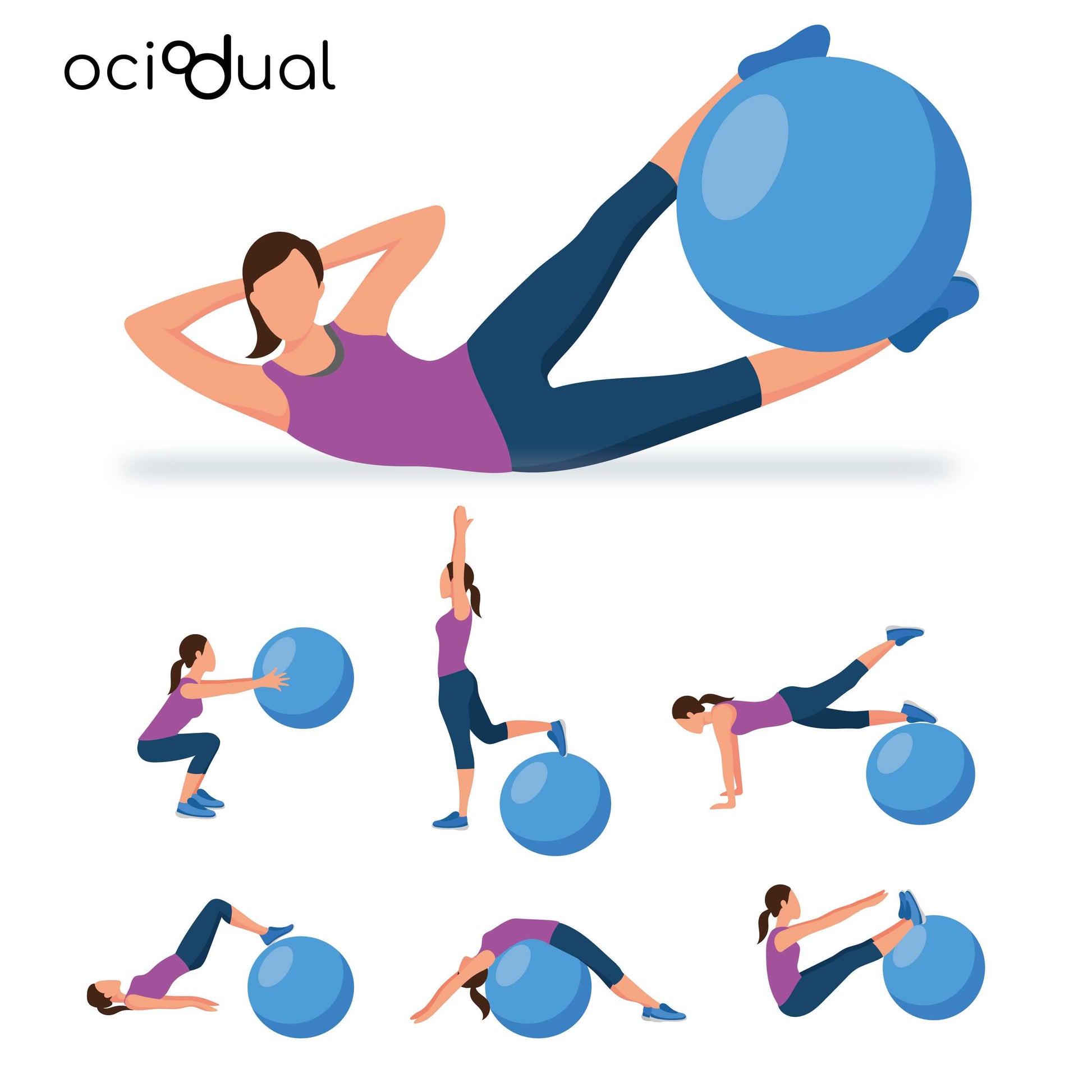 Pelota Balon Gym Ball para Deporte Gimnasia Yoga Pilates Abdominales Azul 65 cm Blue for Fitness Core Exercise+Pump