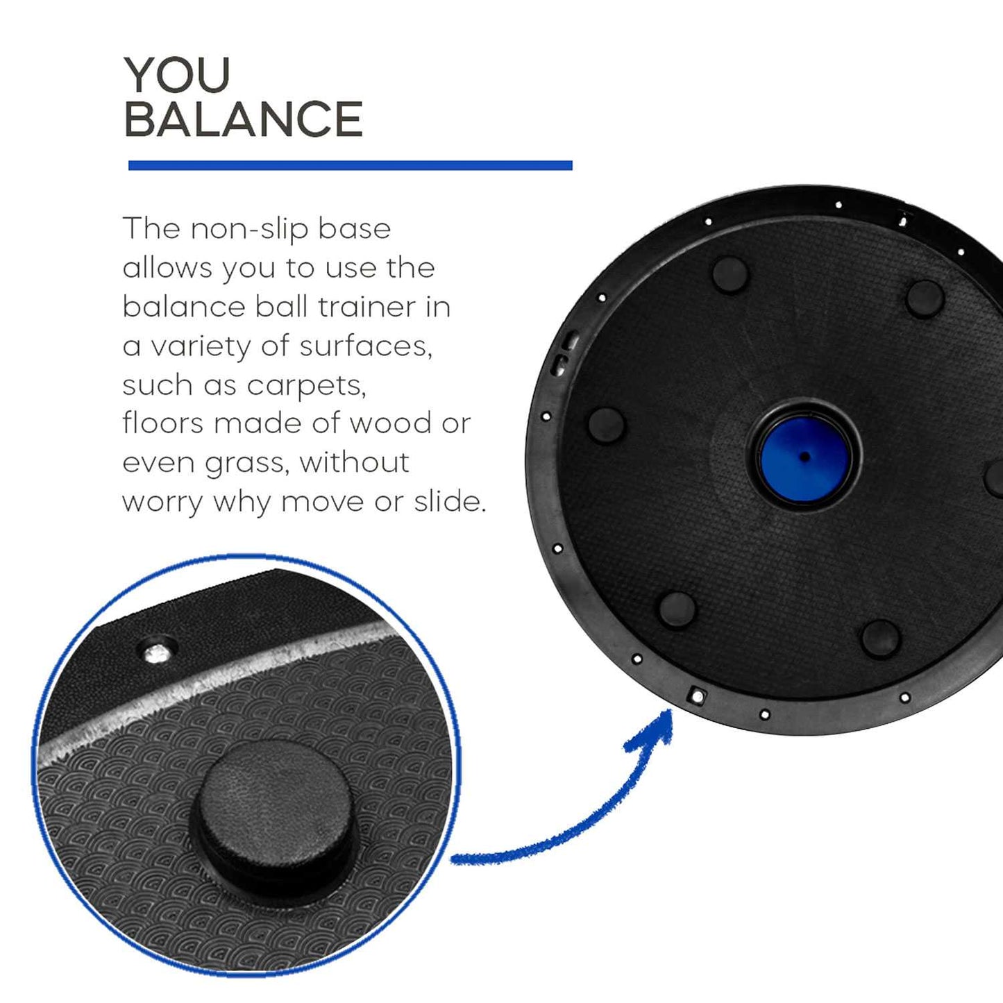 Entrenador de Equilibrio 58cm Azul Bos Balance Trainer Fitball Pelota de Gimnasia Pilates Up con Inflador Unisex Adulto