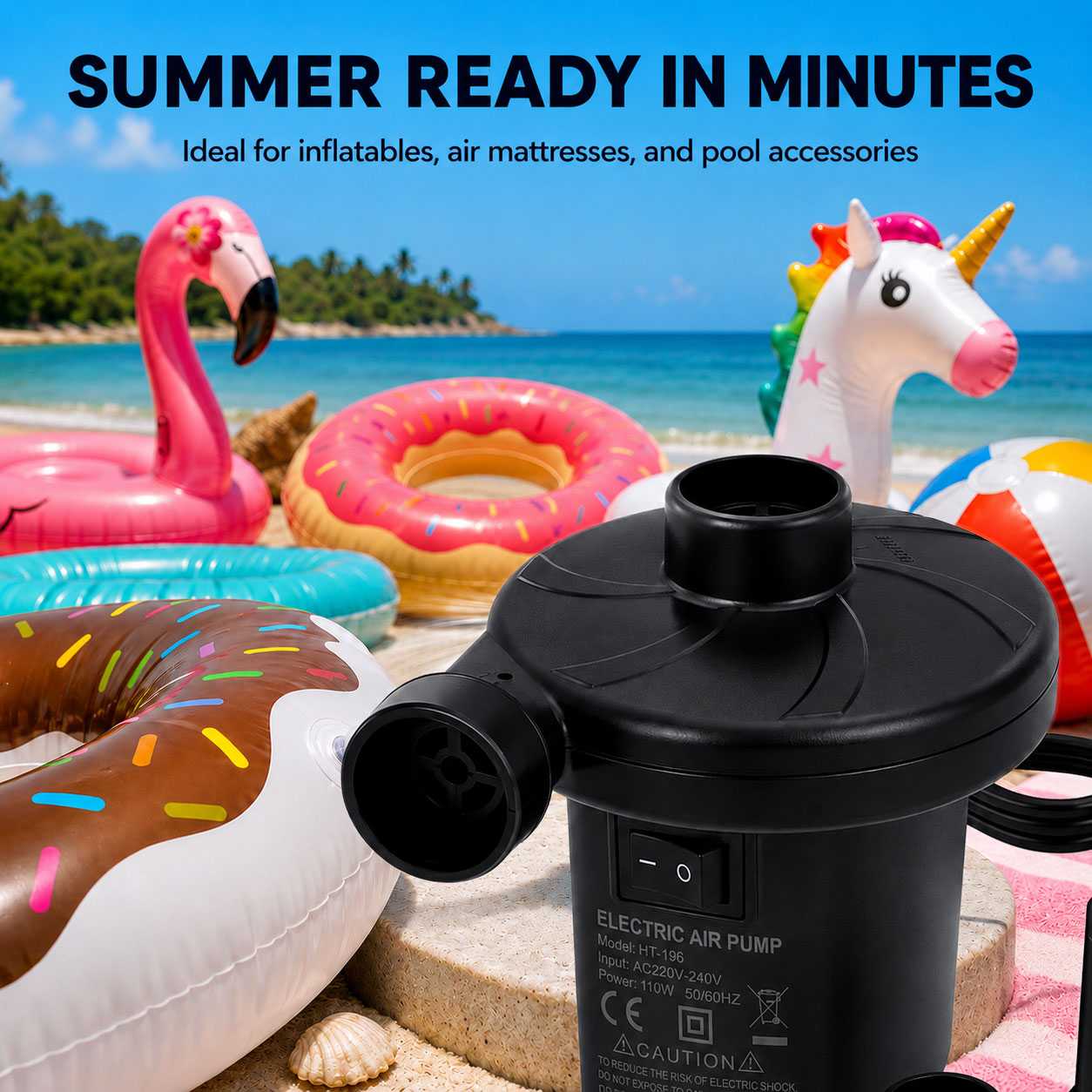 OcioDual Inflador Colchon Hinchable, Bomba para Inflar Piscina, Hinchador Colchon Hinchable, 240V AC Hinchador colchoneta,