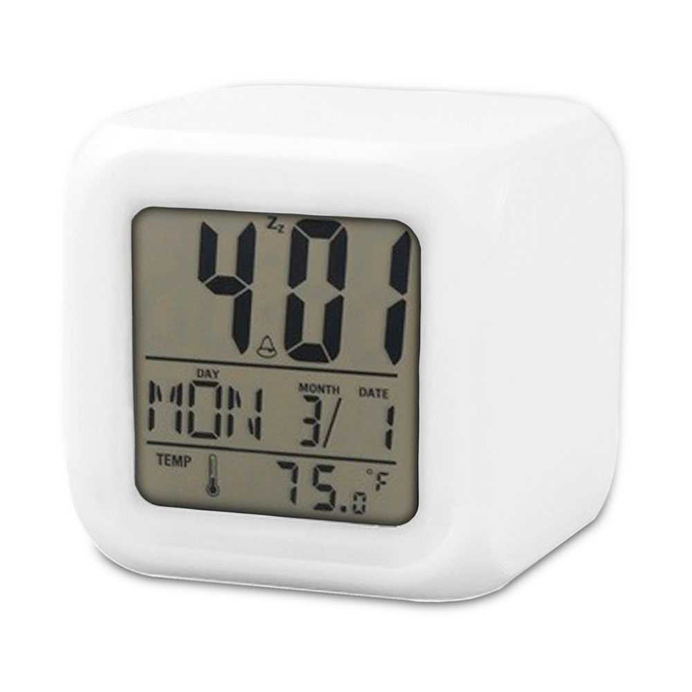 Reloj Despertador Cubo de Colores Digital Termómetro Fecha Alarma Digital
