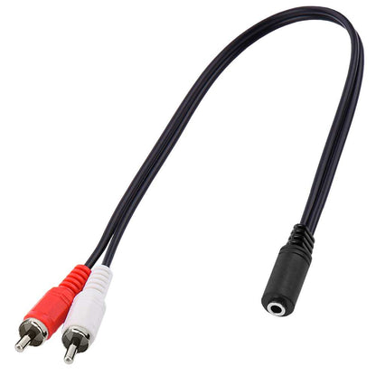 Cable Audio Jack 3,5mm Hembra a 2 RCA Macho Adaptador en Y Divisor Splitter para Sistema Estéreo para PC Amplificador