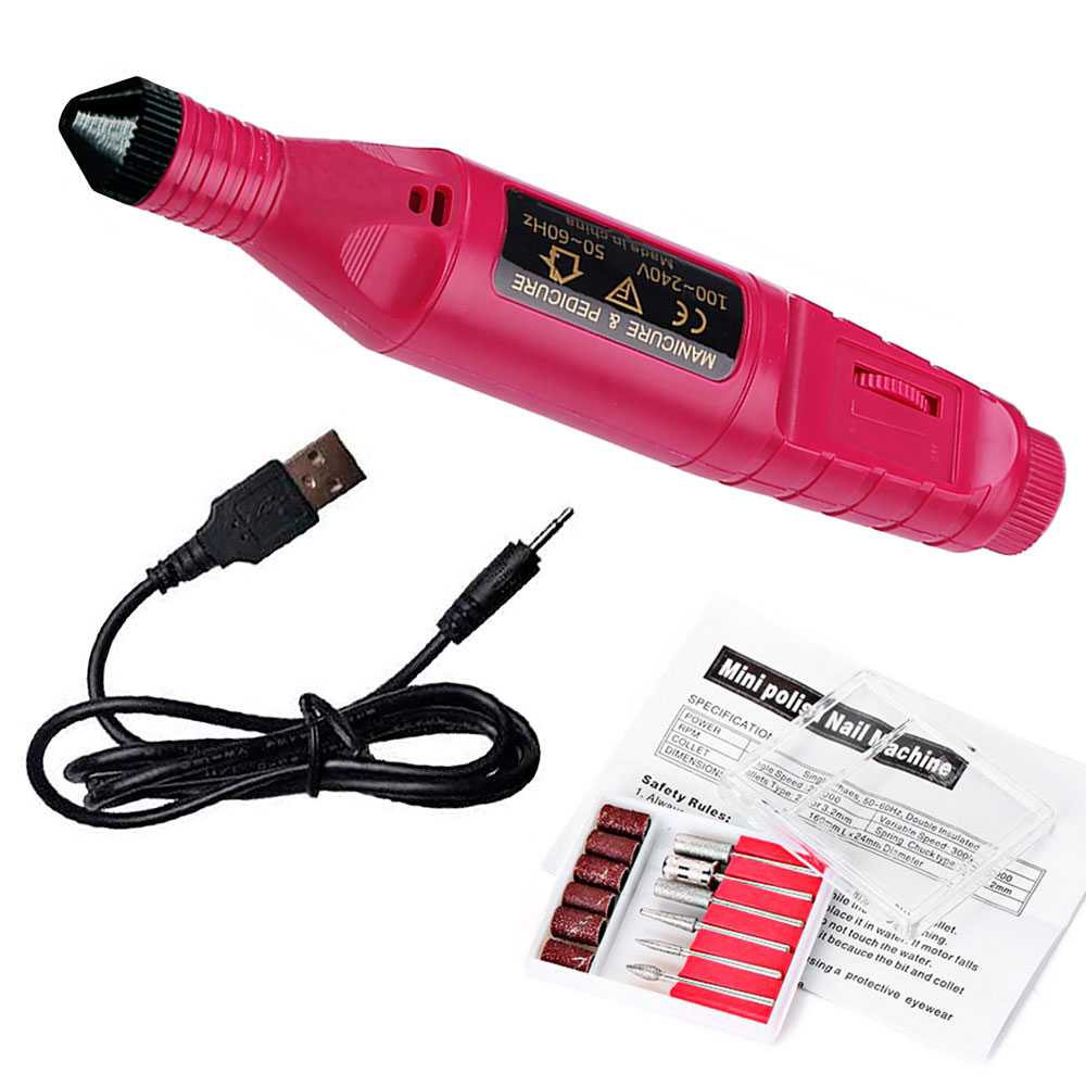 Kit Manicura Pedicura Torno Pulidor Uñas Lima 6 en 1 Velocidad Ajustable