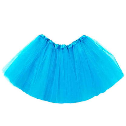 Tutu Elástico de Tul 3 Capas Falda Ballet Danza Disfraz Cosplay Princesa con Goma Elástica para Niñas Bebes Azul