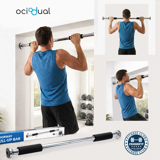 Barra Dominadas con Tornillos Incluidos, Soporta hasta 100kg, Gym, Ejercicio en Casa, Barra Dominadas Pared Plata, Calistenia,