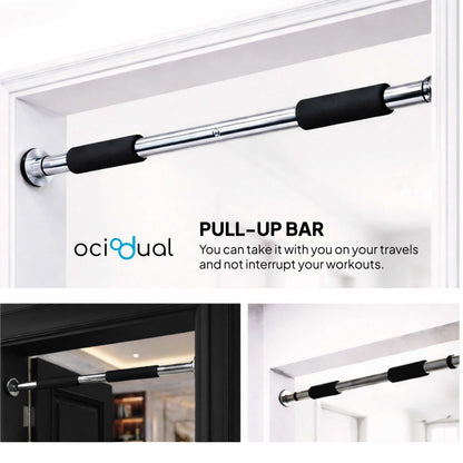 Barra Dominadas con Tornillos Incluidos, Soporta hasta 100kg, Gym, Ejercicio en Casa, Barra Dominadas Pared Plata, Calistenia,