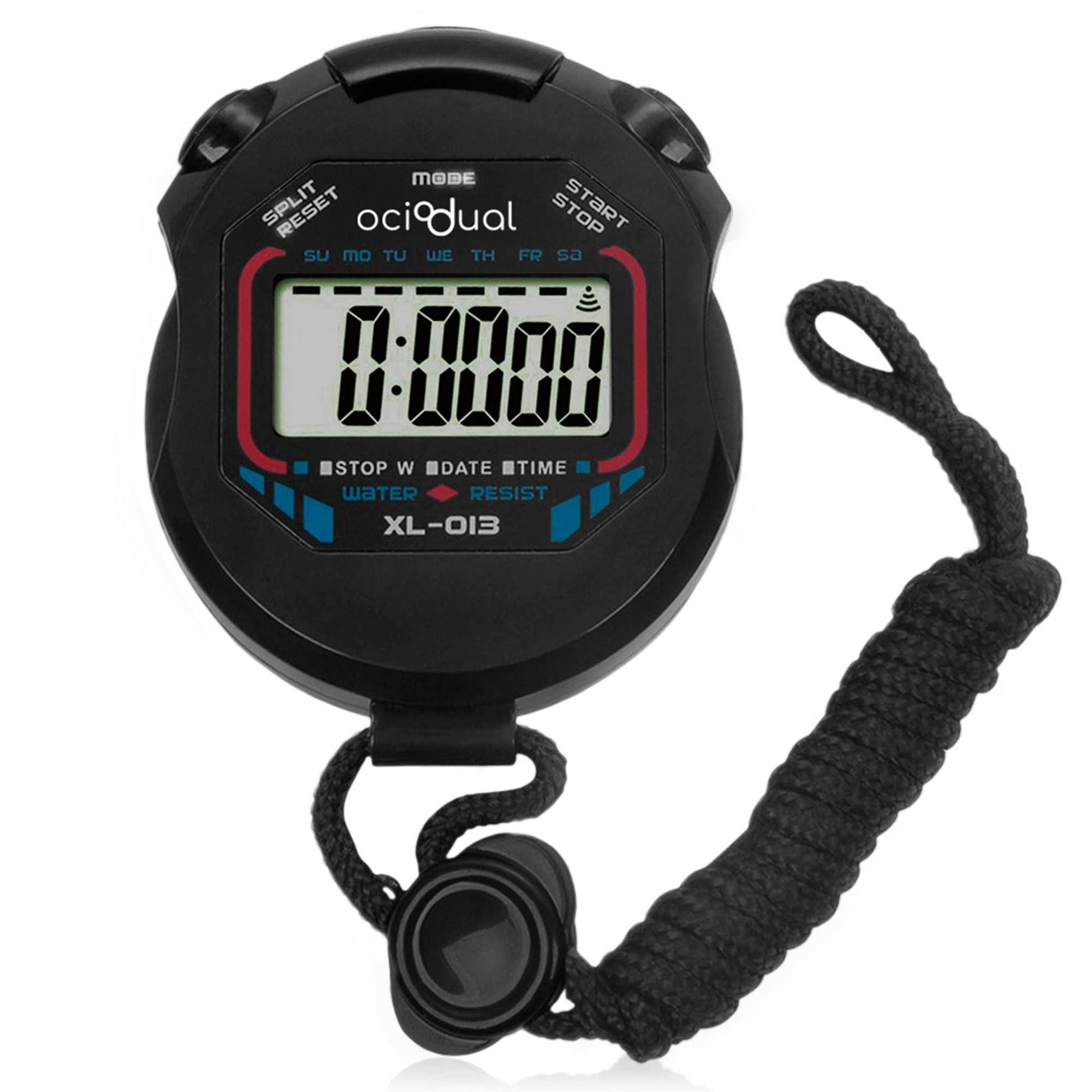 Cronometro Digital Deportivo Reloj Alarma XL-013 Negro Pantalla LCD Luz con Correa para Atletismo Natacion