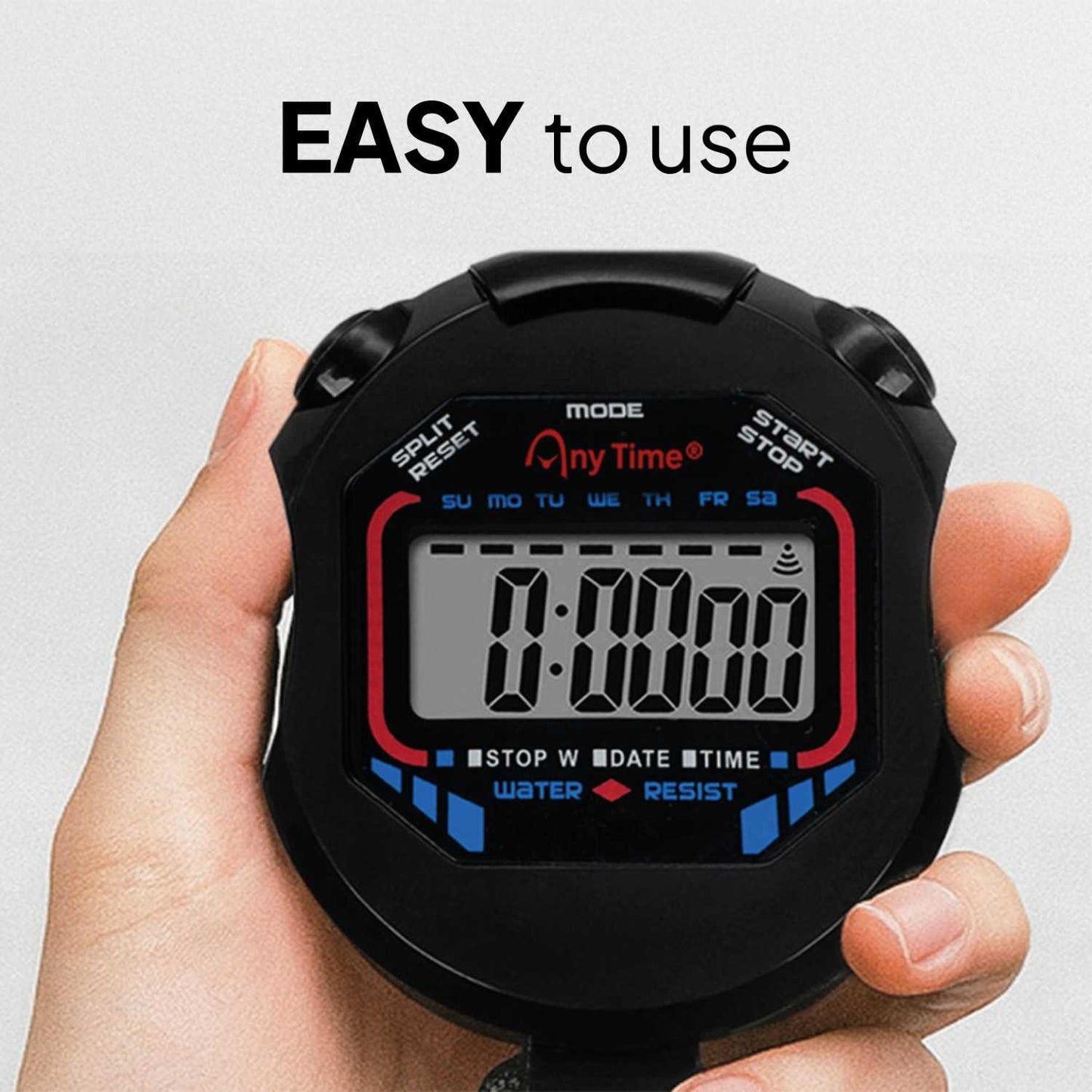 Cronometro Digital Deportivo Reloj Alarma XL-013 Negro Pantalla LCD Luz con Correa para Atletismo Natacion