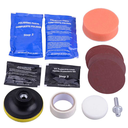Kit Profesional de Pulido Faros Autos Resturacion Lija Esponja Pulimento Reparacion Restauracion para Coche Automovil