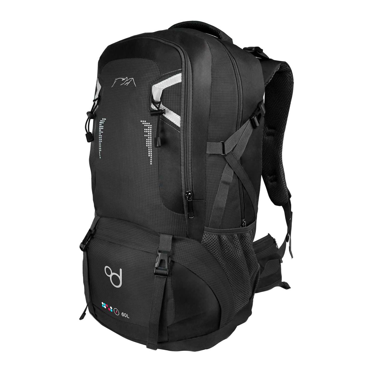 Mochila 60 Litros Impermeable Negro de Senderismo Montaña Montañero Viaje Acampada Acampar Aire Libre Trekking 60L