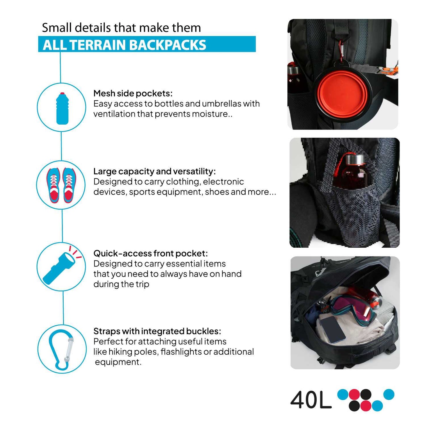 OcioDual Mochila Senderismo 60 Litros, Mochila Trekking, Montaña y Camino de Santiago, Multifuncional, Ligera, Mochilas Hombre