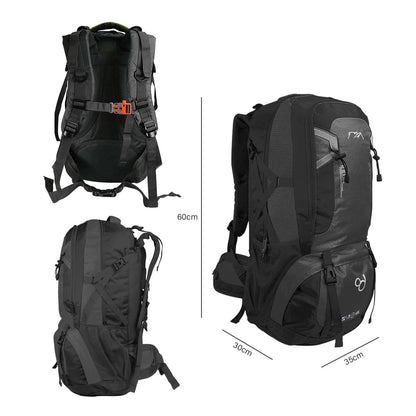 OcioDual Mochila Senderismo 60 Litros, Mochila Trekking, Montaña y Camino de Santiago, Multifuncional, Ligera, Mochilas Hombre C/Negro
