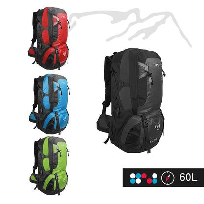 OcioDual Mochila Senderismo 60 Litros, Mochila Trekking, Montaña y Camino de Santiago, Multifuncional, Ligera, Mochilas Hombre C/Negro