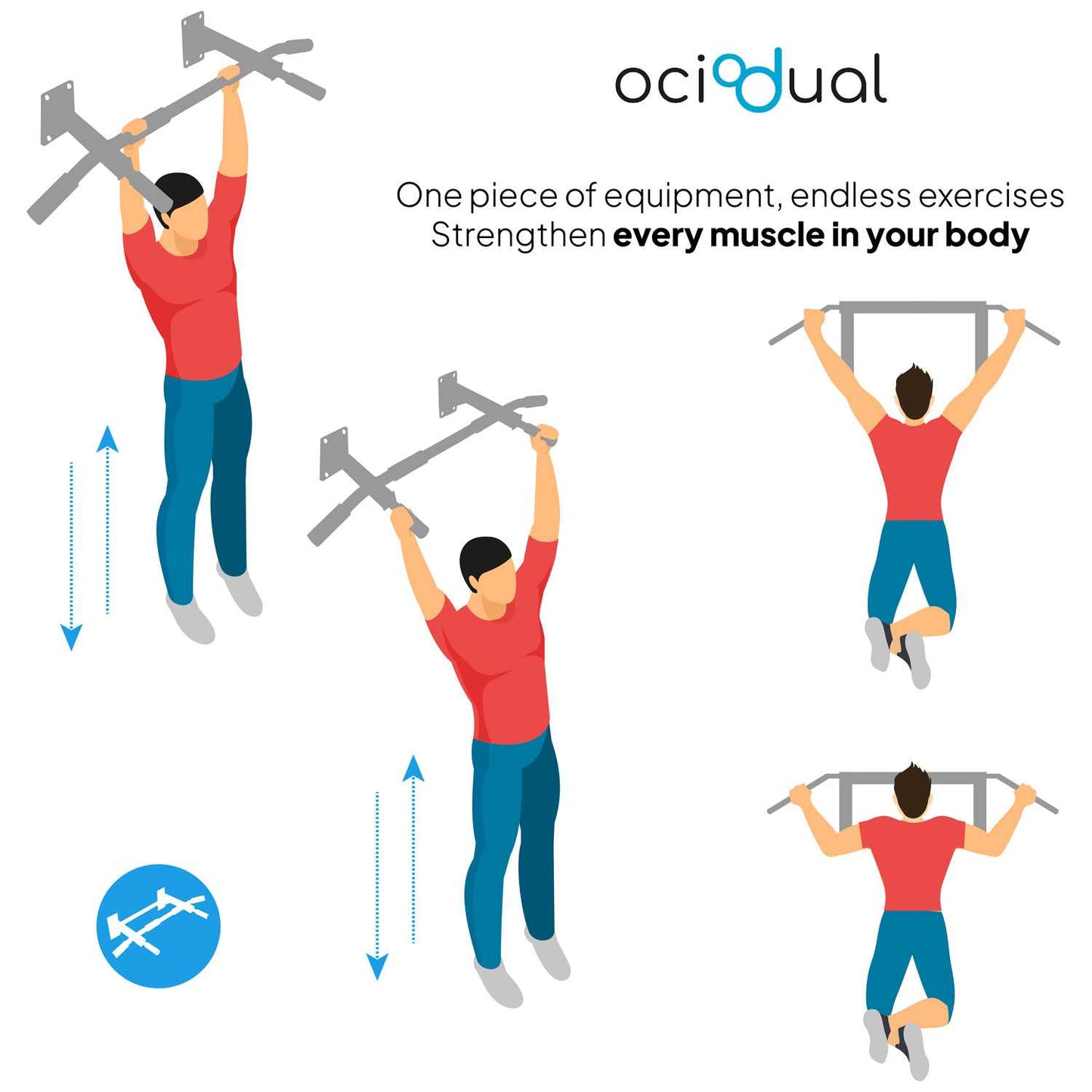 Barra de Dominadas de Pared Elevación Pull Up Flexiones Dorsales Hasta 200Kg Negra Gym Gimnasio para Hogar Casa Fija