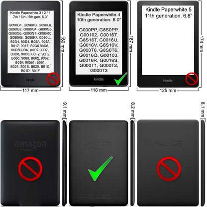 Funda Libro con Tapa para Amazon Kindle Paperwhite Gen.10 2019 Resistente al Agua Negra Función Suspensión E-book