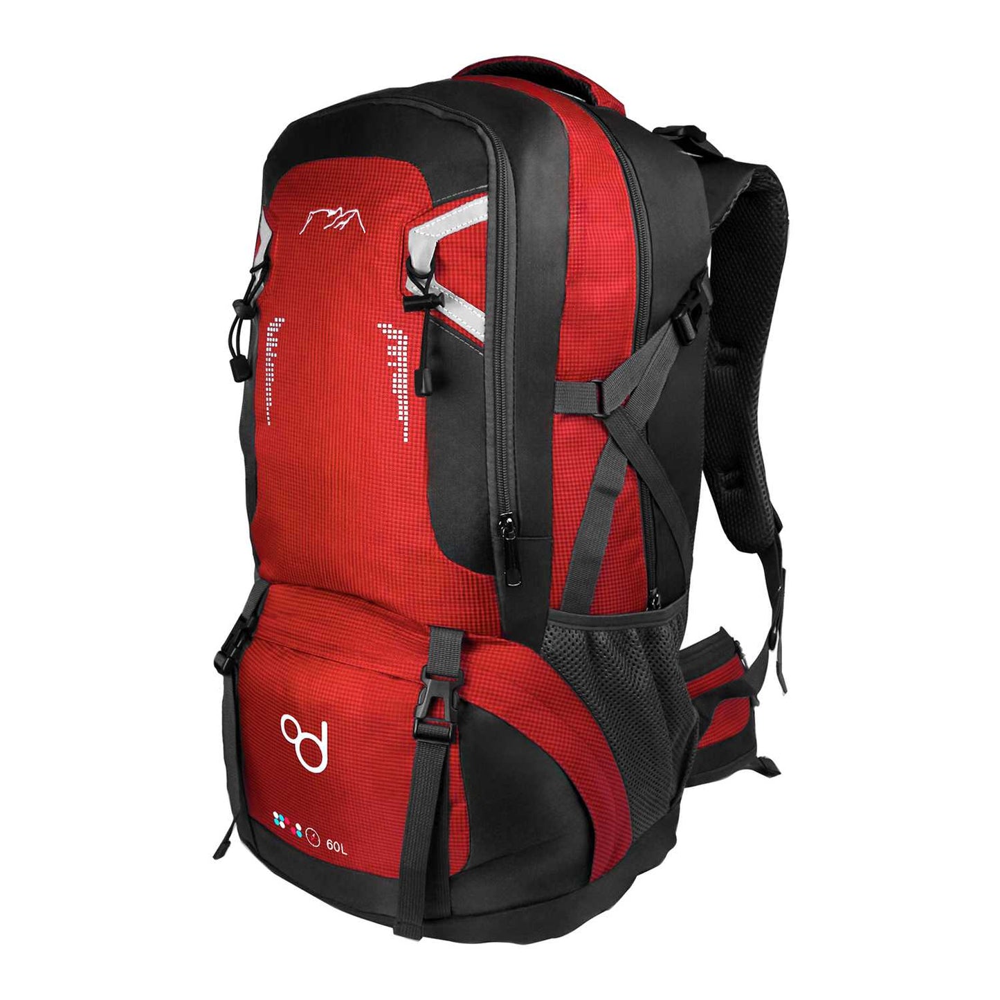 OcioDual Mochila Senderismo 60 Litros, Mochila Trekking, Montaña y Camino de Santiago, Multifuncional, Ligera, Mochilas Hombre C/Rojo