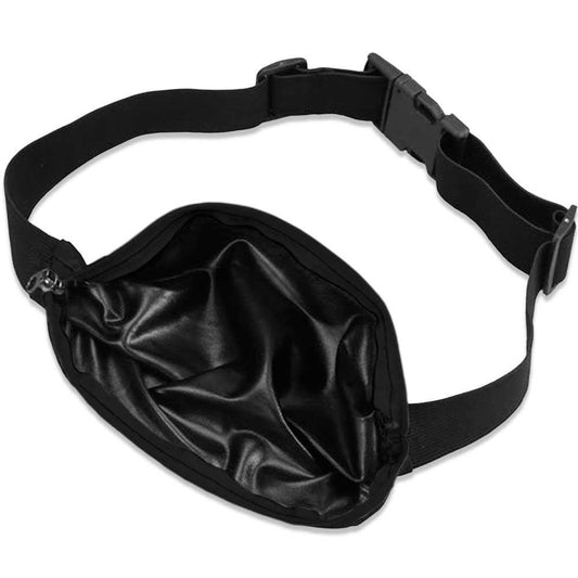 Riñonera Deportiva Negra Bolsa de Cintura con Cremallera Individual Simple 1 Bolsillo Cinturon Ajustable Banda