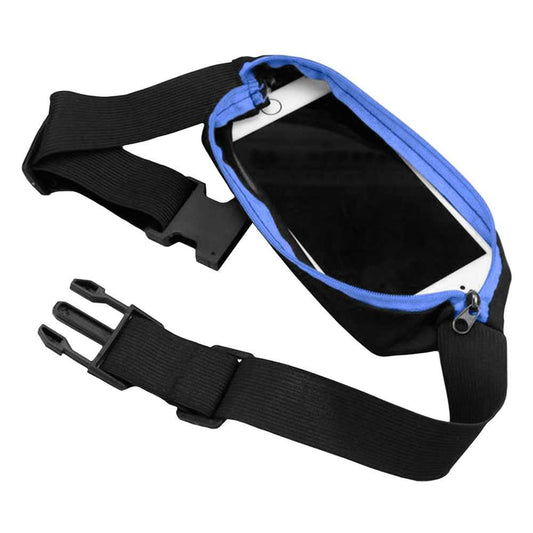 Riñonera Deportiva Azul Bolsa de Cintura con Cremallera Individual Simple 1 Bolsillo Cinturon Ajustable Banda