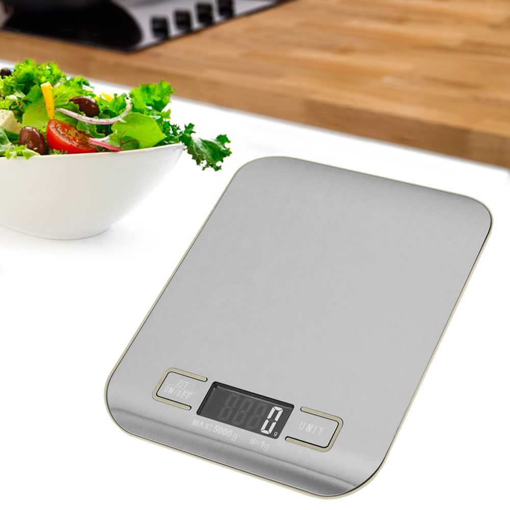 Bascula de Cocina Digital Peso Electronico de Precision LCD Pesa 5gr a 5 Kg Gris