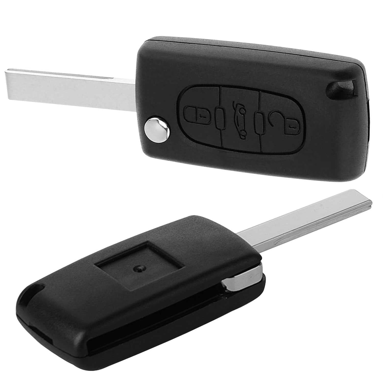 Carcasa Llave Mando de 3 Botones Maletero CE0523 HU83 para Peugeot 206 207 306 307 308 407 607 806, Citroen C2 C3 C4 C5 C6