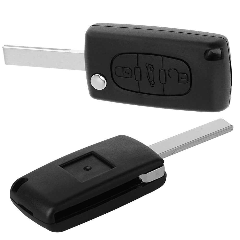 Carcasa Llave Mando de 3 Botones Maletero CE0536 HU83 Compatible con Peugeo 206 207 306 307 308 407 Citroe C2 C3 C4 C5