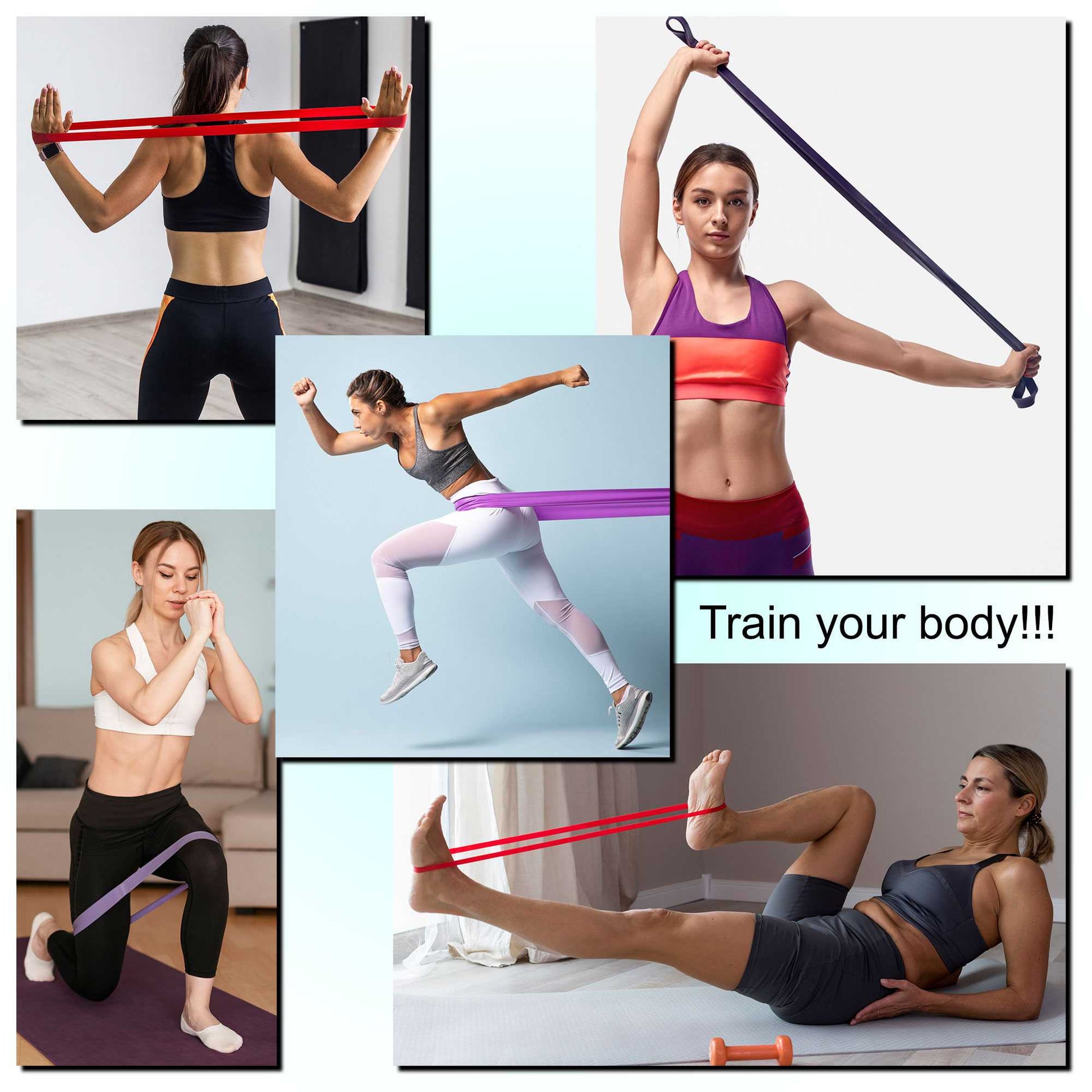 Banda Elastica de Resistencia Goma para Fitness Yoga Fuerza Ejercicio 21mm Negra
