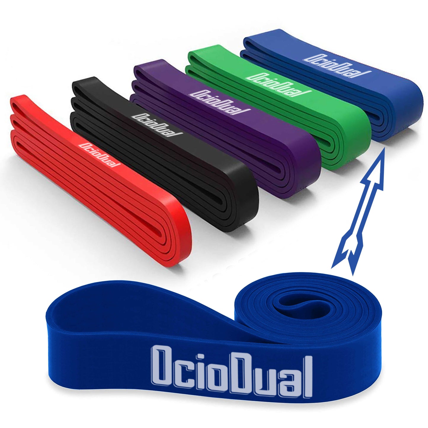 Banda Elastica de Resistencia Goma para Fitness Yoga Fuerza Ejercicio, Nivel de resistencia: 31-68KG / 68-150LB, 65mm, Azul