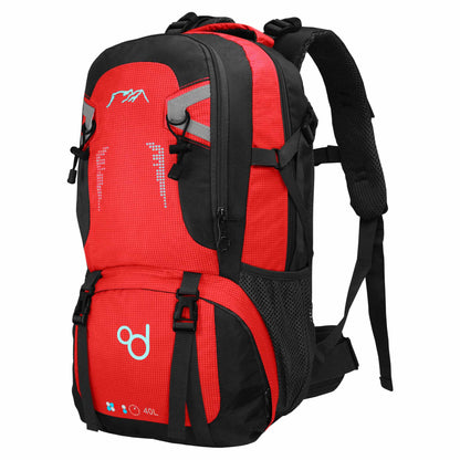 Mochila 40 Litros Impermeable Roja de Senderismo Montaña Montañero Viaje Acampada Acampar Aire Libre Trekking 40L