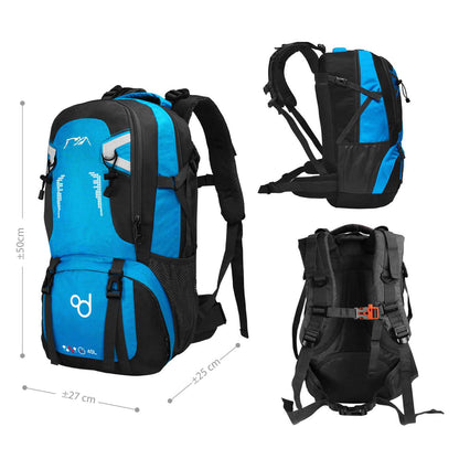 Mochila 40 Litros Impermeable Azul de Senderismo Montaña Montañero Viaje Acampada Acampar Aire Libre Trekking 40L