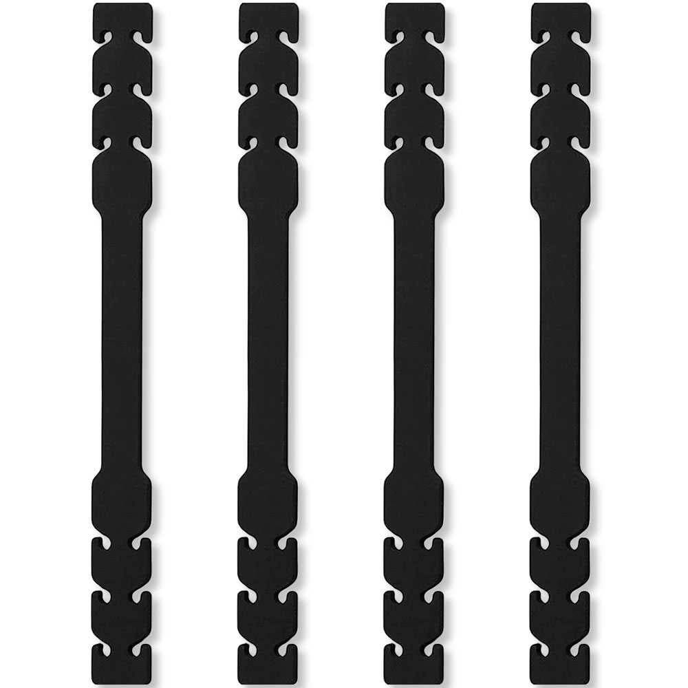 4 Salva Orejas Extensores Elásticos Flexibles Negras para Mascarilla Ajustables Antipresión Ganchos de Silicona Goma