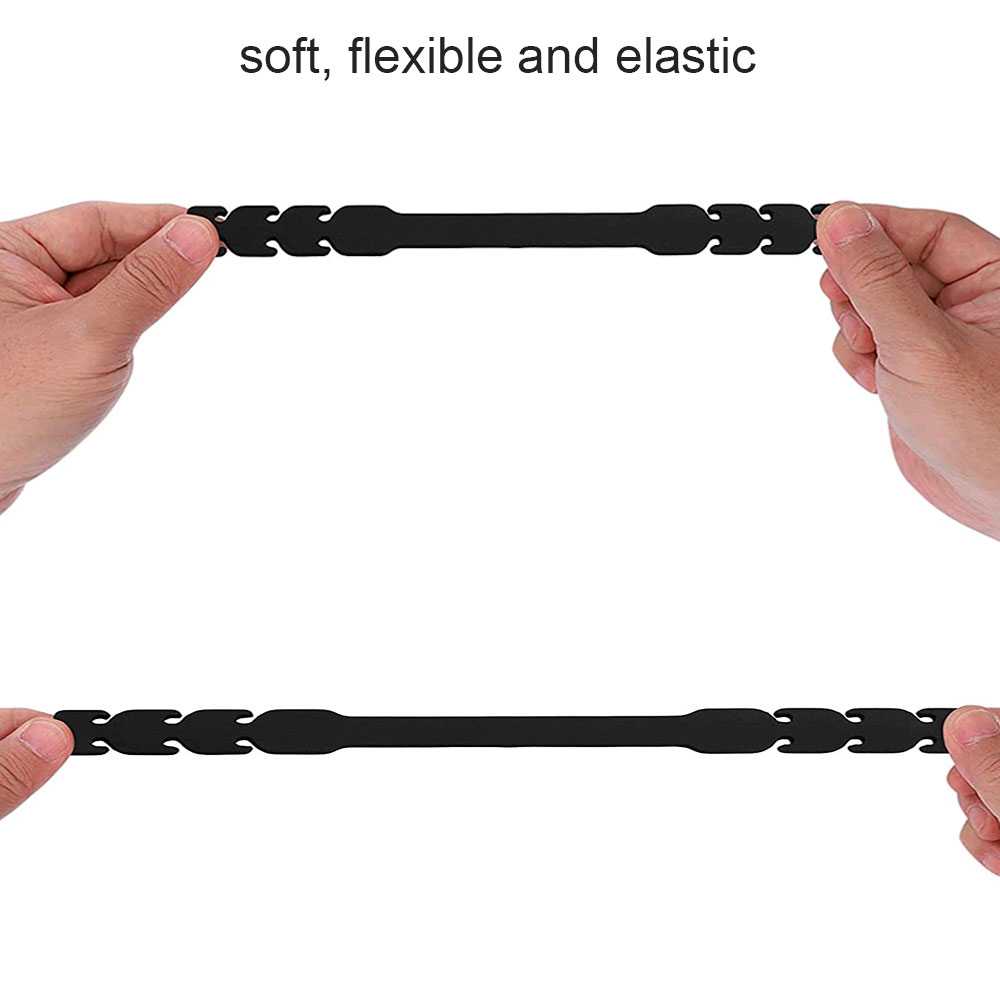 4 Salva Orejas Extensores Elásticos Flexibles Negras para Mascarilla Ajustables Antipresión Ganchos de Silicona Goma