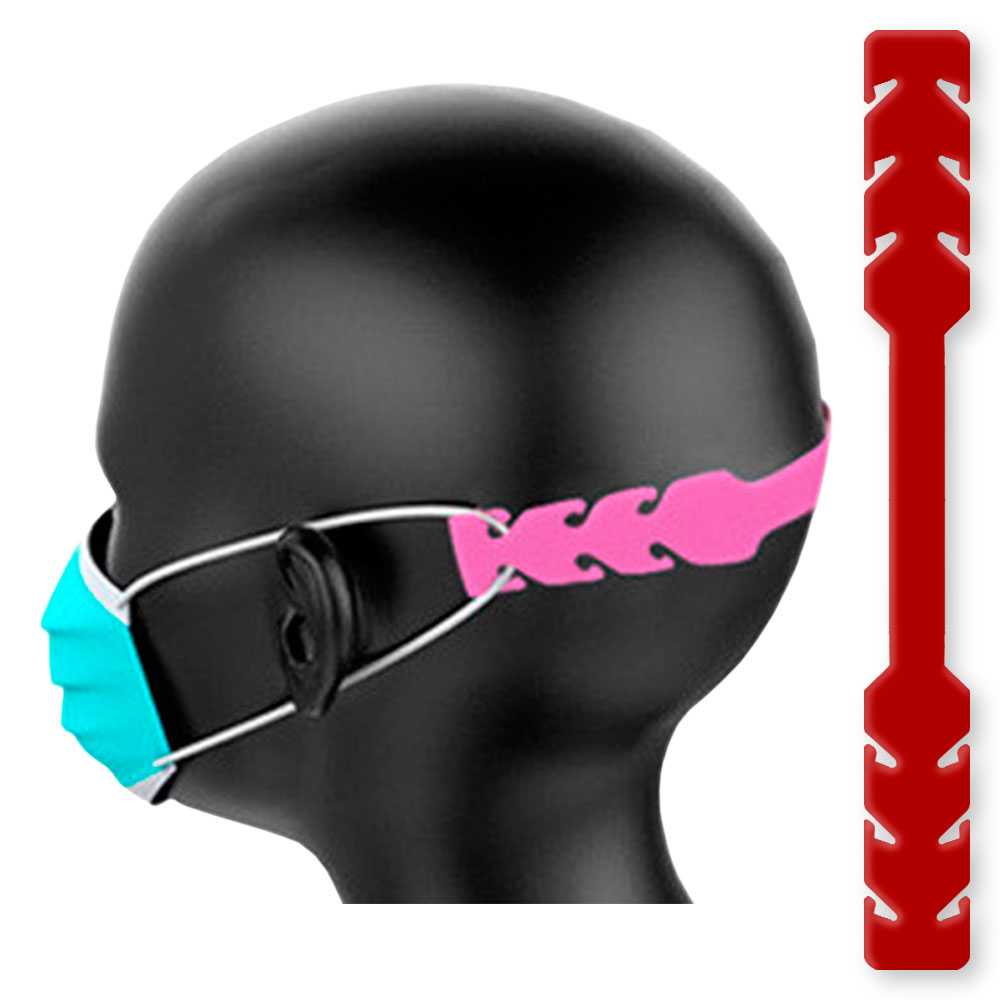 4 Salva Orejas Extensores Elásticos Flexibles Rojas para Mascarilla Alargadores Ajustables Antipresión Ganchos de Goma