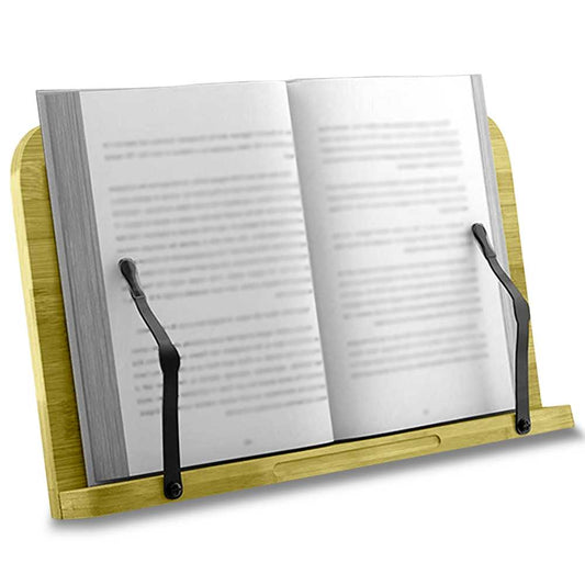 Atril Soporte Madera Tamaño S con Pinzas Respaldo Ajustable Regulable Plegable para Libros de Cocina Tablets Partituras