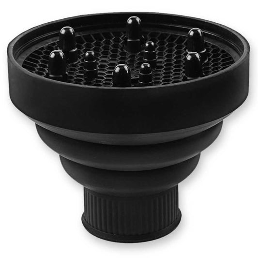 Difusor para Secador de Pelo Negro Accesorio Silicona Goma Flexible Plegable Resistente al Calor Profesional Cabello