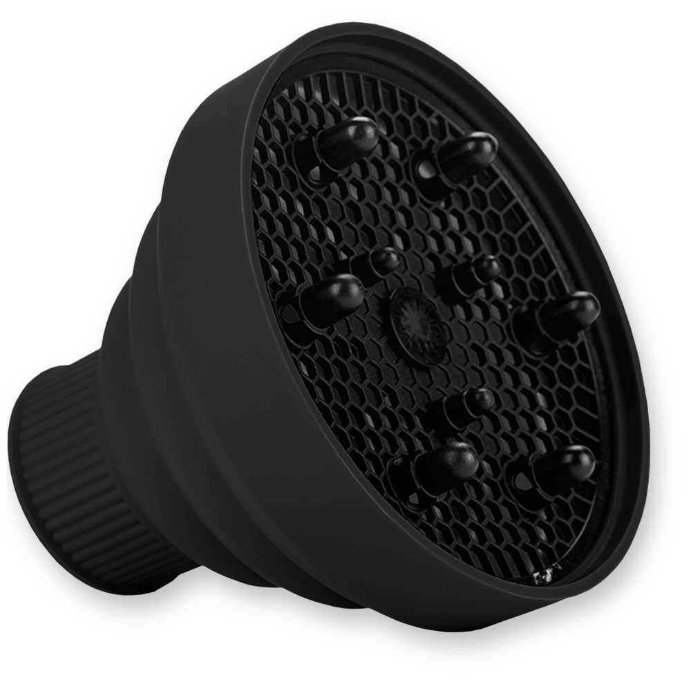 Difusor para Secador de Pelo Negro Accesorio Silicona Goma Flexible Plegable Resistente al Calor Profesional Cabello