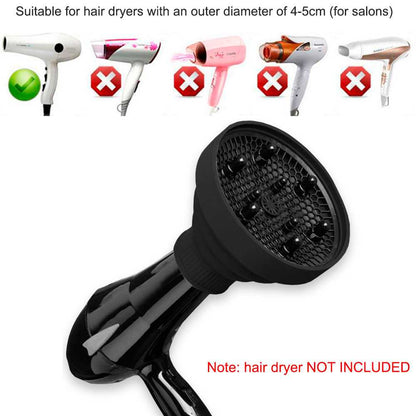 Difusor para Secador de Pelo Negro Accesorio Silicona Goma Flexible Plegable Resistente al Calor Profesional Cabello