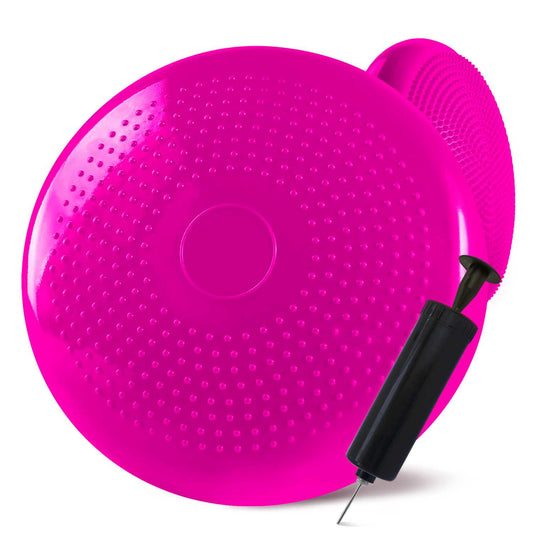 Cojín Hinchable Rosa Disco con Bomba Goma PVC para Fitness Yoga Pilates Coordinación Rehabilitación Equilibrio