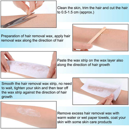 100 Bandas Depilatorias Blancas Desechables Suaves para Depilar a Cera Todo Tipo de Pieles Brazos Piernas Axilas Tiras