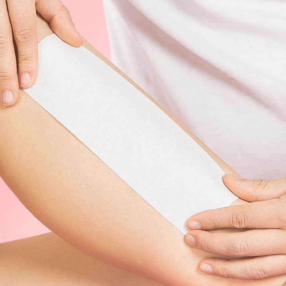 100 Bandas Depilatorias Blancas Desechables Suaves para Depilar a Cera Todo Tipo de Pieles Brazos Piernas Axilas Tiras