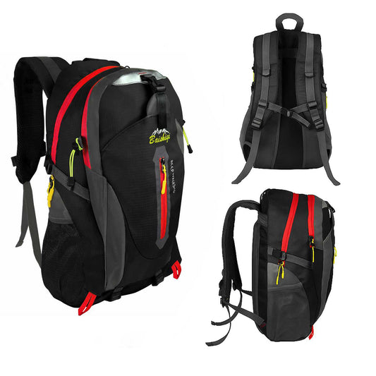 Mochila Impermeable 30 Litros Negra GF80764 Multiples Bolsillos de Senderismo Acampada Montaña para Hombres Mujeres