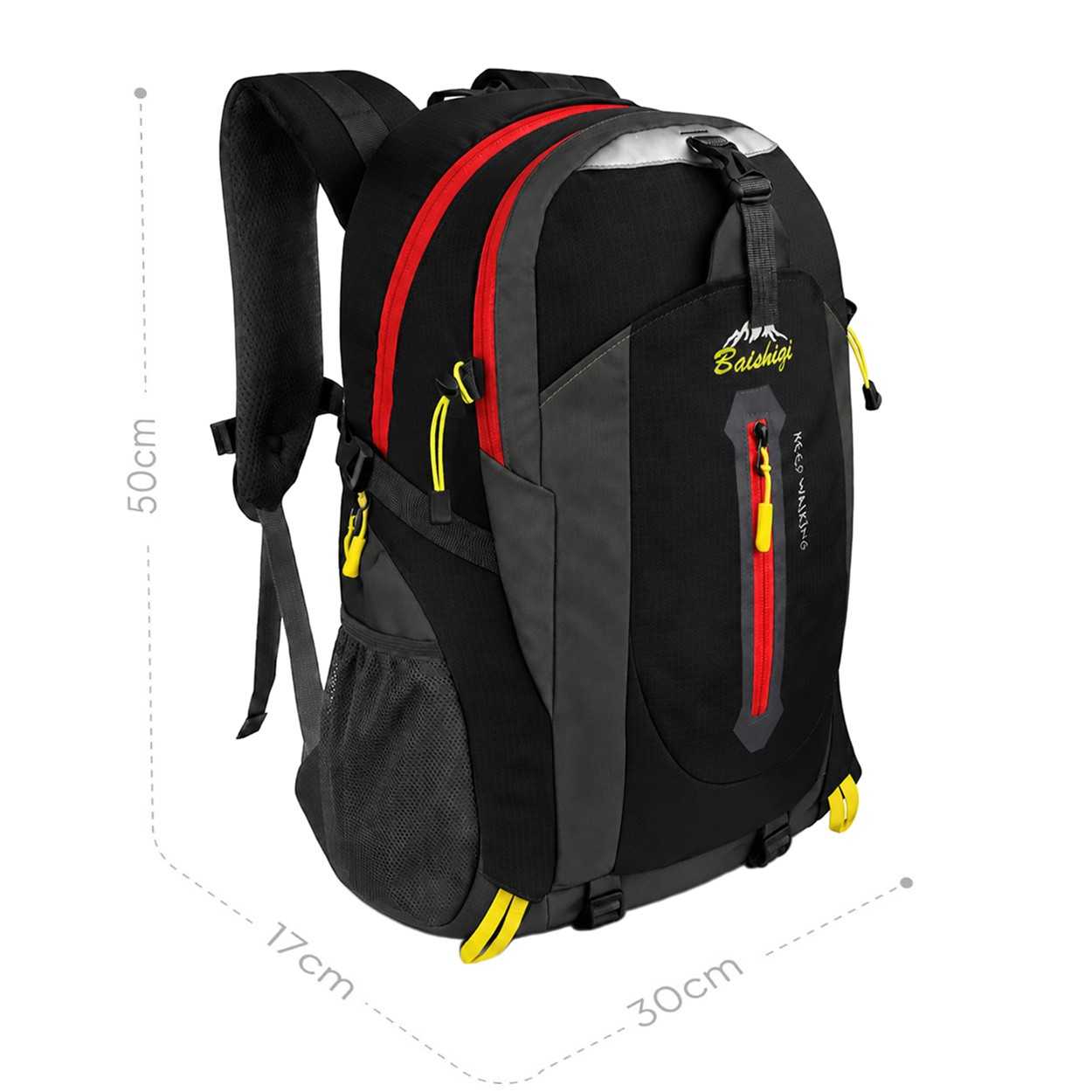 Mochila Impermeable 30 Litros Negra GF80764 Multiples Bolsillos de Senderismo Acampada Montaña para Hombres Mujeres