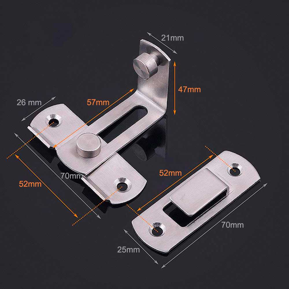 Cierre de Pestillo Ángulo Recto para Puerta Corredera Granero Seguridad Cerradura Curva Pasador Perno Cerrojo Metal