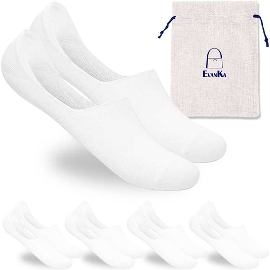 Paquete 5 Pares de Calcetines Invisibles Talla 36-44 Blanco Lisos Hombre Mujer Unisex Suaves Ligeros GF80796