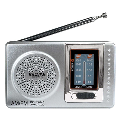Radio de Mano BC-R2048 Analógica Mini Sintonizador AM/FM Altavoz Integrado Conector para Auriculares Jack 3.5mm