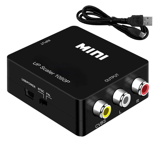 Adaptador Conversor de HDMI a AV Soporte Full HD Negro para PC TV Portátil Televisor Convertidor Transformador HDMI2AV RCA Audio Video Resolución 1080p