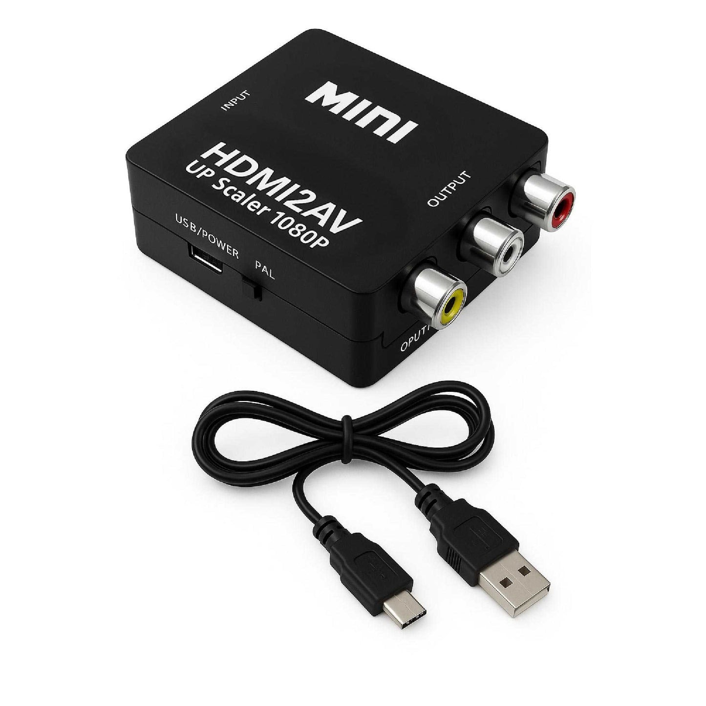 Adaptador Conversor de HDMI a AV Soporte Full HD Negro para PC TV Portátil Televisor Convertidor Transformador HDMI2AV RCA Audio Video Resolución 1080p