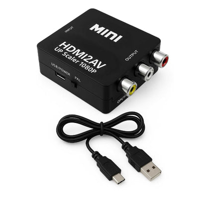 Adaptador Conversor de HDMI a AV Soporte Full HD Negro para PC TV Portátil Televisor Convertidor Transformador HDMI2AV RCA Audio Video Resolución 1080p