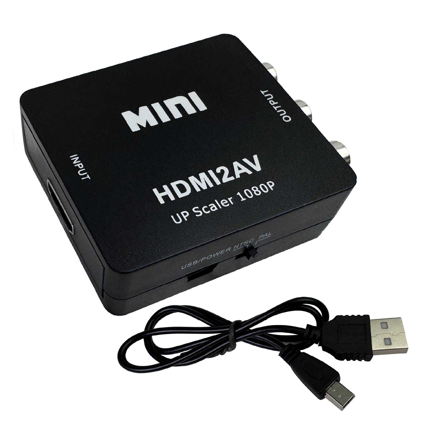 Adaptador Conversor de HDMI a AV Soporte Full HD Negro para PC TV Portátil Televisor Convertidor Transformador HDMI2AV RCA Audio Video Resolución 1080p