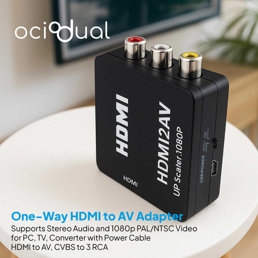 Adaptador Conversor de HDMI a AV Soporte Full HD Negro para PC TV Portátil Televisor Convertidor Transformador HDMI2AV RCA Audio Video Resolución 1080p