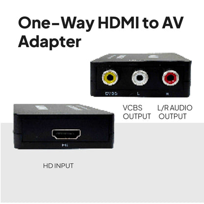 Adaptador Conversor de HDMI a AV Soporte Full HD Negro para PC TV Portátil Televisor Convertidor Transformador HDMI2AV RCA Audio Video Resolución 1080p