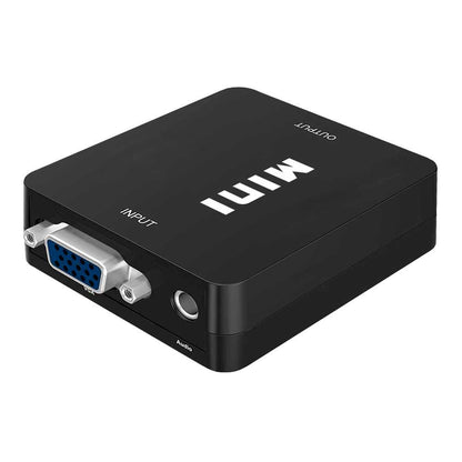 Adaptador de VGA a HDTV Convertidor Video Audio Analogica 1080p Negro para PC Ordenador Portatil Monitor TV HDTV Conversor VGA2HDTV Resolucion Full HD